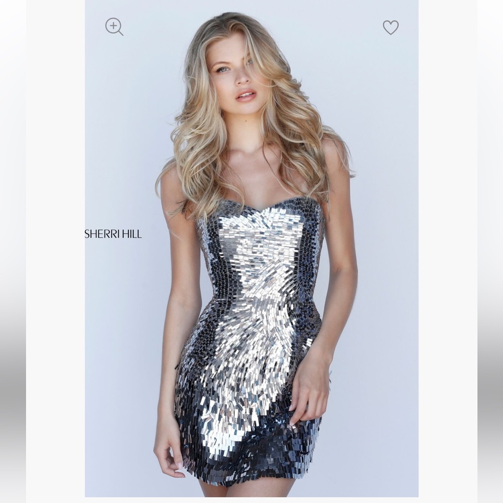 Silver sequin Sherri Hill formal dress - Picture 8 of 8